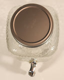 Vintage Bubble Pebble Textured Water Jug Dispenser 10" Clear Glass Bottle with Metal Lid