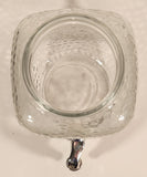 Vintage Bubble Pebble Textured Water Jug Dispenser 10" Clear Glass Bottle with Metal Lid