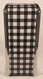 Black, Grey, and White Checkered Metal Napkin Dispenser