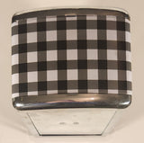 Black, Grey, and White Checkered Metal Napkin Dispenser