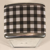 Black, Grey, and White Checkered Metal Napkin Dispenser
