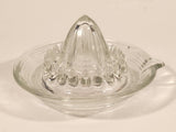Vintage 1940s Lemon Hand Juicer Reamer Ringed Depression Glass Bowl with Handle and Pour Spout