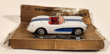 New Ray City Cruiser Collection Chevrolet 1957 Corvette Convertible White with Blue Stripes 1/43 Scale Die Cast Toy Car Vehicle On Cardboard Backing