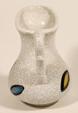Vintage Mid Century Blue and Yellow Accents White Speckled 4" Vase Pitcher Jug