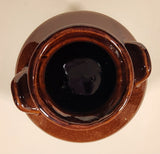 Vintage Glazed Ceramic Stoneware Brown Tan Two-tone Milk Can Crock Jug with Handles