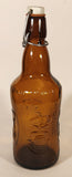 Vintage Fischer Biere d'Alsace Embossed Brown Amber Glass Beer Bottle with Porcelain Swing Top Lid