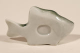 Green Striped White Fish 2 1/4" Porcelain Ceramic Figurine