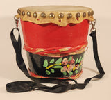 Vintage Chinese Lion Dance Drum Rawhide 8 1/4" Hand Painted Wood Instrument