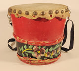 Vintage Chinese Lion Dance Drum Rawhide 8 1/4" Hand Painted Wood Instrument
