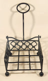 Ornate Banded Chain Link Black Heavy Cast Iron Weighted Napkin Holder