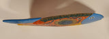 Vintage Mexican Folk Art Tropical Fish Blue Orange Gold Hand Painted 17" Carved Wood Sculpture