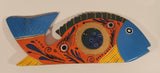 Vintage Mexican Folk Art Tropical Fish Blue Orange Gold Hand Painted 17" Carved Wood Sculpture