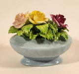 Vintage Stanley Bone China England Miniature Blue Vase Porcelain Floral Flower Bouquet