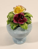 Vintage Stanley Bone China England Miniature Blue Vase Porcelain Floral Flower Bouquet