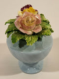 Vintage Stanley Bone China England Miniature Blue Vase Porcelain Floral Flower Bouquet