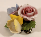Vintage Crown Staffordshire Porcelain Floral Flower Bouquet Brooch Pin