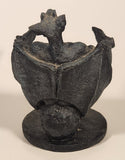 Winged Gargoyle Perched on Skull 5 3/4" Resin Candle Holder