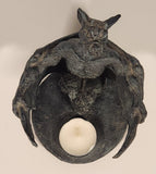 Winged Gargoyle Perched on Skull 5 3/4" Resin Candle Holder