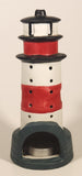 Red and White Striped Lighthouse 7 3/4" Ceramic Candle Holder Lamp Light