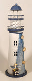 Rainbow Multicolored LED Light Up Lighthouse with Fishing Nets Hanging 11" Metal Ornament Lamp
