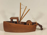 Rare Fishing Trawler with Roll Out Net 10" Teak Wooden Boat Model
