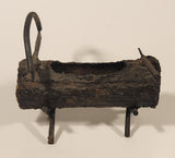 Antique Saw and Axe Hollowed Tree Log Welded Steel Metal Ashtray