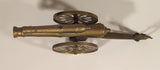 Vintage Civil War Style Double Cannon with Soldier 11 1/4" Brass Metal Sculpture
