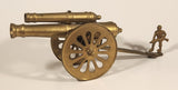 Vintage Civil War Style Double Cannon with Soldier 11 1/4" Brass Metal Sculpture