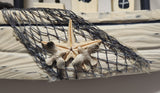 Fishing Trawler Sail Boat White 8" Wooden Boat Model