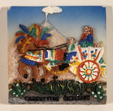 Carretto Siciliano Sicilian Cart with Mount Etna In The Background 3D Resin Fridge Magnet