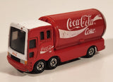 1995 Tomy No. 37 Coca Cola Coke Can Shaped Delivery Truck Red and White Die Cast Toy Car Vehicle with Opening Side Doors