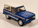 2013 Greenlight Hot Pursuit GL063 1967 Ford Bronco Glen Alpine Police Blue and White Die Cast Toy Car Vehicle with Opening Hood