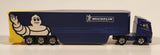 2018 Tomy Tomica Michelin Tires Semi Truck and Trailer Blue and Yellow Die Cast Toy Car Vehicle