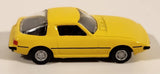Kyosho Mazda Savanna RX-7 (SA22C) Early Version Yellow Miniature 1/100 Scale Die Cast Toy Car Vehicle with Promo Paper