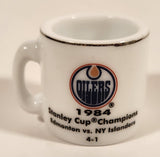 NHL Stanley Cup Crazy Mini Mug Edmonton Oilers 1984 Champs With Opponent & Score In Plastic Capsule