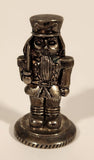 Christmas Nutcracker Soldier Wine Bottle Silver Look Metal Figurine (Missing the Cork Stopper)