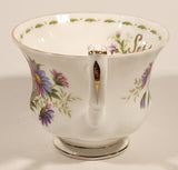 Vintage 1970s Royal Albert Flower of the Month Series September Michaelmas Daisy Purple Flowers Bone China Tea Cup & Saucer Set