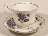 Vintage 1970s Royal Albert Flower of the Month Series February Violet Purple Flowers Bone China Tea Cup & Saucer Set