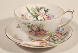 Vintage Roslyn Fine Bone China England Sweet Romance Pink Flowers Tea Cup & Saucer Set
