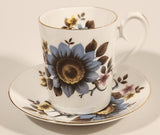 Vintage Royal Albert Bone China England Ascot Pink Yellow Blue Flowers Demitasse Tea Cup & Saucer Set
