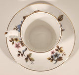 Vintage Royal Albert Bone China England Ascot Pink Yellow Blue Flowers Demitasse Tea Cup & Saucer Set