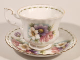 Vintage 1970s Royal Albert Flower of the Month Series October Cosmos Pink and Purple Flowers Bone China Tea Cup & Saucer Set