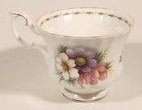 Vintage 1970s Royal Albert Flower of the Month Series October Cosmos Pink and Purple Flowers Bone China Tea Cup & Saucer Set