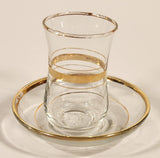 Turkish Gold Trimmed Tea Glass Cup And Saucer