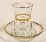Turkish Gold Trimmed Tea Glass Cup And Saucer