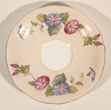 Rare Color Vintage Aynsley Bone China England Pink and Blue Morning Glories Flowers Light Pink Gold Trim Tea Cup & Saucer Set