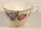 Rare Color Vintage Aynsley Bone China England Pink and Blue Morning Glories Flowers Light Pink Gold Trim Tea Cup & Saucer Set