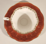 Vintage Royal Standard Fine Bone China England Red Pink and White Ornate Gold Pattern Tea Cup & Saucer Set