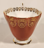 Vintage Royal Standard Fine Bone China England Red Pink and White Ornate Gold Pattern Tea Cup & Saucer Set