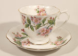 Vintage Royal Albert Bone China England Evesham Pink Flowers Tea Cup & Saucer Set